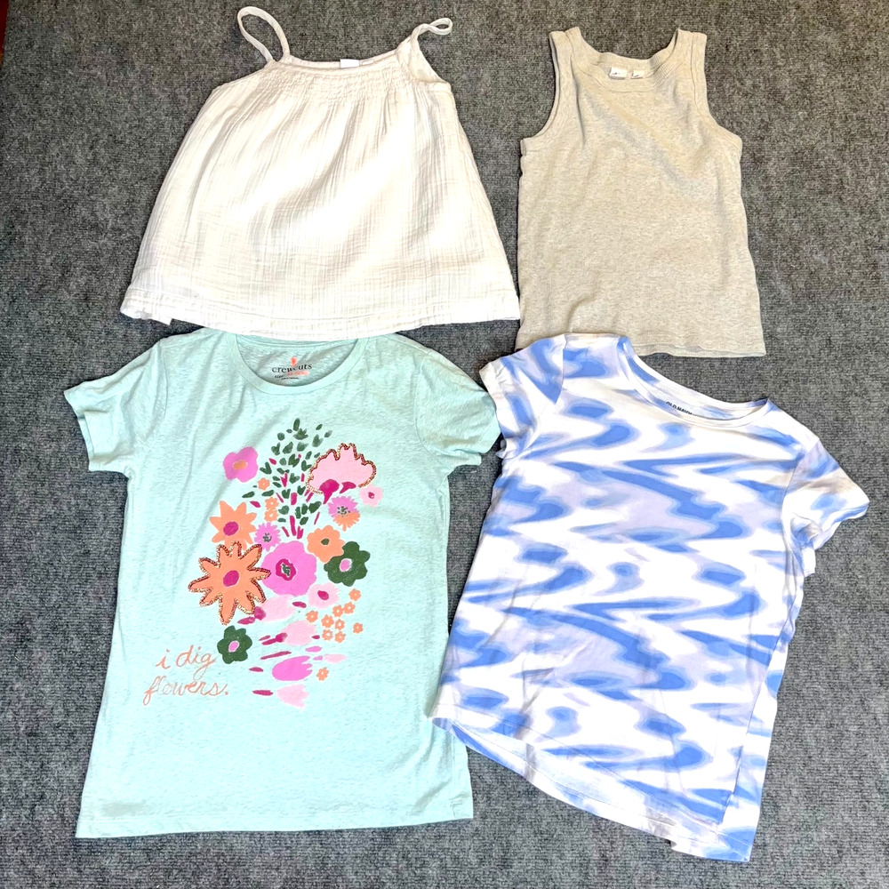 Girls Tops Lot of 4 XL-XXL 12-16 Crewcuts Gap Kids Old Navy Floral Tees Tanks